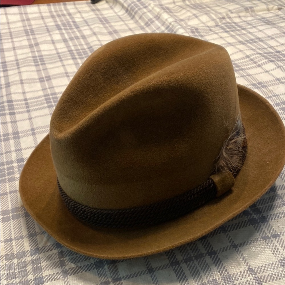 Stylish Brown Fedora Hat with Feather